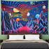 Trippy Mountain and Planet Tapestry Hippie Tornado Waves Tapestry Retro Abstract Space Landscape Tapestry Psychedelic Galaxy Stars Tapestry Wall Hanging for Room