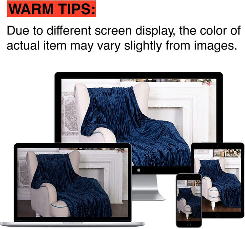 GREEN ORANGE Throw Blanket for Couch - 50x60, Lightweight, Navy Blue - Soft, Plush, Fluffy, Warm, Cozy - Perfect for Bed, Sofa