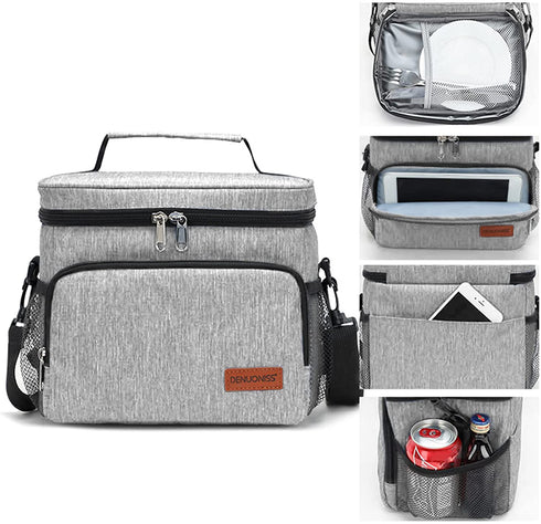 RealCool Lunch Box for Men/Women,Reusable Lunch Bag for Men,Insulated Lunch Box, Collapsible Leakproof Soft Sided Cooler, Portable Tote For School,Office,Outdoor Activities (7L-Gray)
