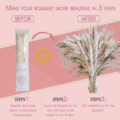 WILD AUTUMN 80PCS Natural Dried Pampas Grass Bouquet,Boho Home Decor Bouquet, Phragmites Dried Flowers,Bouquet for Wedding Floral Arrangements Home Decorations