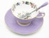 3 Piece Bone China Cup and Saucer Set with Spoon Vintage Porcelain Coffee Cup Set, Floral Tea Cup Set with Gold Trim and Gift Box, 7.1oz.