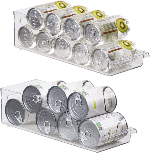Soda Can Organizer for Refrigerator 2 Pack Can Organizer for Pantry, Freezer, Kitchen, Countertop, Cabinet -Clear Refrigerator Organizer Bins