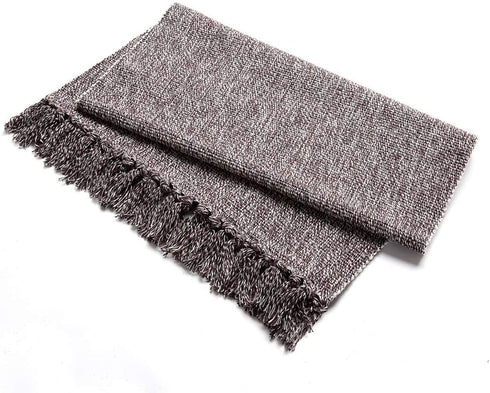 Eanpet Braided Rug Cotton Area Rug Hand Woven Reversible Floor Rug Pure Tassels Throw Rugs Door Mat Laundry Room Rug Indoor Runner Bathroom Tablecloth Brown 2x6 FT