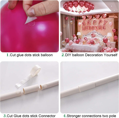 AXHJ Balloon Column Kit 2 Set , 63 inch Height Balloon Stand with Base,Pole, Balloon Rings,Glue Dot,Tying Tool,Flower Clip,Balloon Pump,Balloon Stand Kit for Birthday Wedding Party Decorations