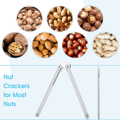 Benver 12 Pieces Nut Cracker Set Nutcracker and Pick Stainless Steel Opener Walnut Pecan Tool Seafood Crackers Lobster Crab Pliers for Hazelnut Almond Oysters