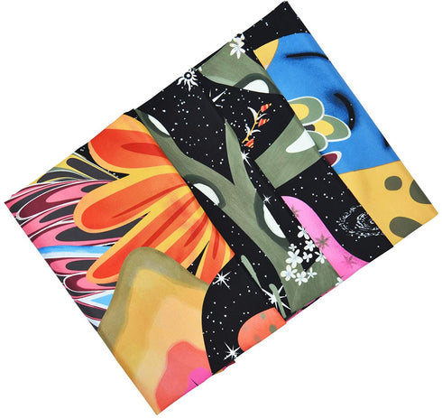 Mushroom Tapestry Hippie Eyes Tapestries Stars Tapestry Colorful Flowers Tapestry Wall Hanging for Room(51.2 x 59.1 inches)