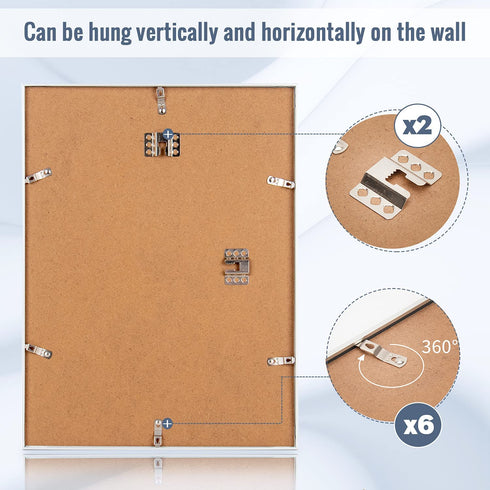 Homso 12x16 Poster Frame in Silver with Thin Aluminum Metal edge and Clear Acrylic for Wall Mounting Horizontally and Vertically
