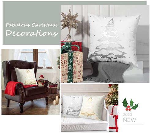 MoKo Pack of 2 Throw Pillow Cover, Soft Square Pillow Cases Foil Hot-Stamped Snowflakes Christmas Decorative Cushion Covers for Sofa Couch Bed Home Car Decoration, 18" x 18", 45 x 45 cm, Gold & Silver