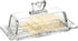 Bezrat Glass Butter Dish | Premium Butter Dish with Lid and Easy Grip Handle | Easy to Use and 100% Food Safe - Dishwasher Safe | Flower Addition