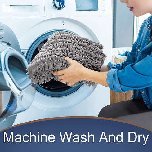 Yimobra Original Luxury Shaggy Bath Mat, 24 x 17 Inches, Soft and Cozy, Super Absorbent Water, Non-Slip, Machine-Washable, Thick Modern for Bathroom Bedroom, Gray