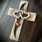 YunQin Carved Wooden Cross - Intertwined Hearts, Wooden Love Cross, Wall Hanging Hand Carved Wood Cross for Home Living Room Decor