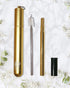 VaL-eco | Collapsible Straw, Stainless Steel Straw, Reusable Straw, Telescopic Drinking Straw with Carrying Case, Silicone Tip and Cleaning Brush, Dishwasher Safe and Compact (Gold)