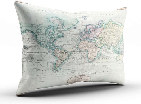 KEIBIKE Pillow Case Map of The World Personalized Rectangle Pillowcases Unique Decorative Throw Pillow Covers Cases 16x24 Inches
