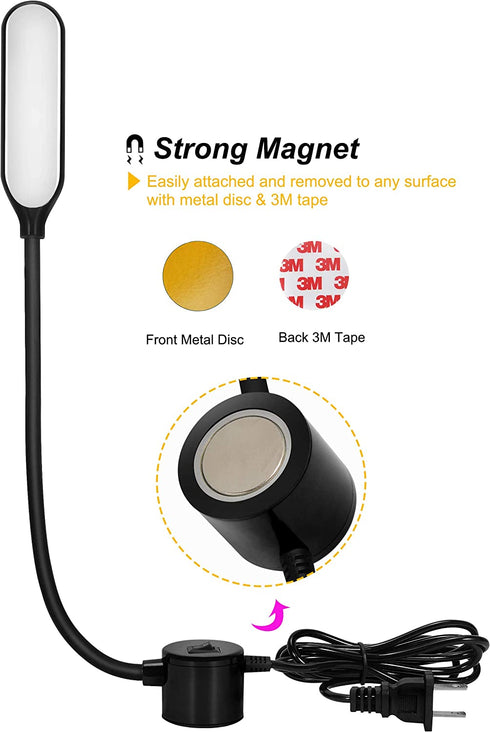 Amazing Power Sewing Machine Light LED Flexible Gooseneck Work Lamp with Magnetic Mount Base for Workbench Lathe Drill Press