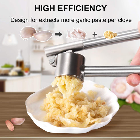 Mempedont Garlic Press Mincer - Update 304 Stainless Steel Garlic Crusher & Peeler Set, Larger & Longer Detachable, Heavy-duty, Rust Proof Garlic Mincer Design for Extracts More Garlic Paste Per Clove