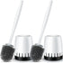 Toilet Bowl Brush Holder Set: 2 Pack Silicone Deep Cleaning Toilet Cleaner Brush for Bathroom - Compact Toilet Scrubber Accessories with Caddy for Bathroom Decorative - White