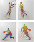 Rainbow Basketball Wall Art Decor - Set of 4 (8x10) Unframed Poster Prints