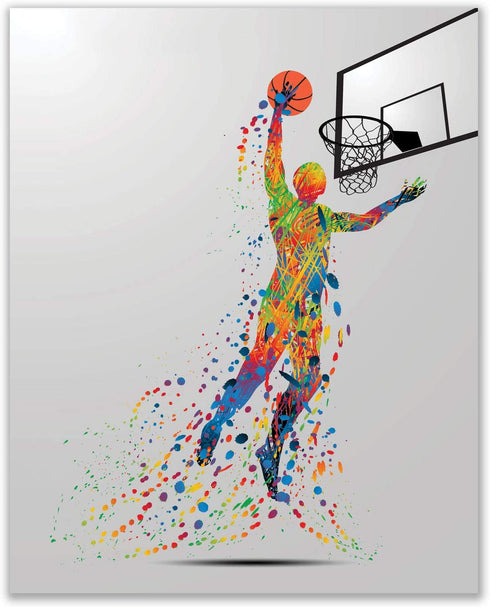 Rainbow Basketball Wall Art Decor - Set of 4 (8x10) Unframed Poster Prints