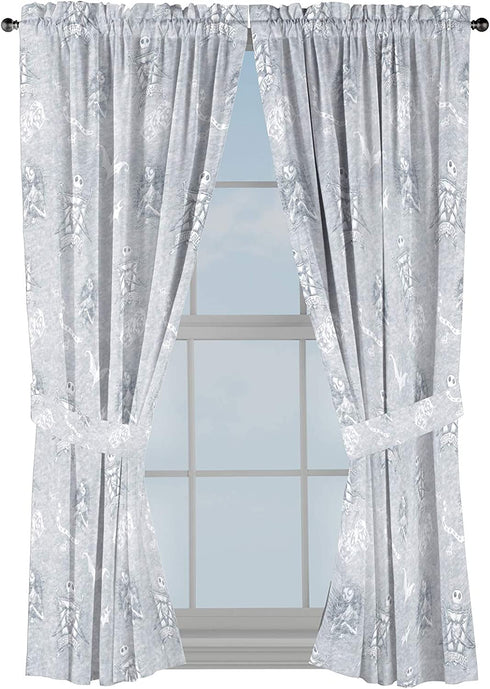 Jay Franco Disney Nightmare Before Christmas Meant to Be 63" Inch Drapes - Beautiful Room Décor & Easy Set Up, Bedding - Curtains Include 2 Tiebacks, 4 Piece Set (Official Disney Product)
