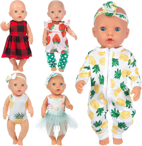 Ecore Fun Random 5 Sets 14-16 Inch Baby Doll Clothes Dresses Outfits Pjs for 43cm New Born Baby Dolls, 15 Inch Baby Doll, 18 Inch Girl Doll