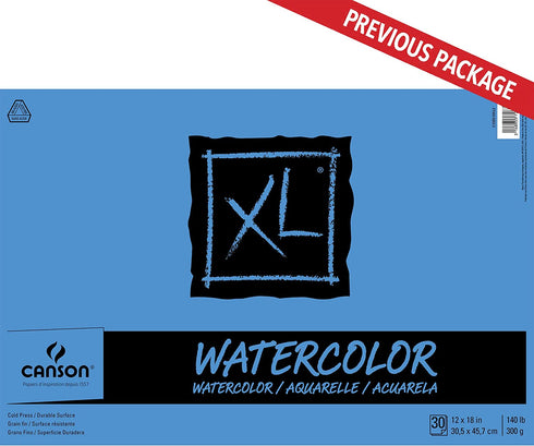 Canson XL Series Watercolor Textured Paper Pad for Paint, Pencil, Ink, Charcoal, Pastel, and Acrylic, Fold Over, 140 Pound, 12 x 18 Inch, 30 Sheets