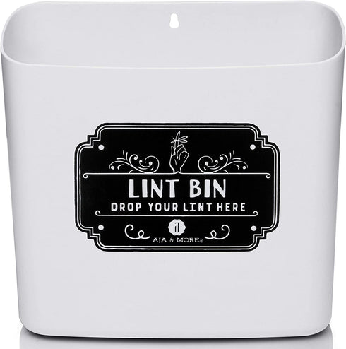 Magnetic Lint Bin For Laundry Room | Farmhouse Retro Magnetic Lint Bin for Laundry Room Storage Decor - Lint Container Space Saving Washer and Dryer Trash Can Solution Wall Mount (Off-White)