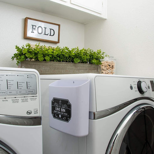 Magnetic Lint Bin For Laundry Room | Farmhouse Retro Magnetic Lint Bin for Laundry Room Storage Decor - Lint Container Space Saving Washer and Dryer Trash Can Solution Wall Mount (Off-White)