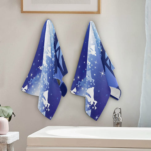 Nativity Oh Holy Night Christmas Hand Bath Towel Highly Absorbent Soft Hanging Towels Traditional Story Winter Kitchen Dish Towel Set Washcloth 2pcs