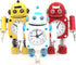 Betus Non-Ticking Robot Alarm Clock Stainless Metal - Wake-up Clock with Flashing Eye Lights and Hand Clip (White)