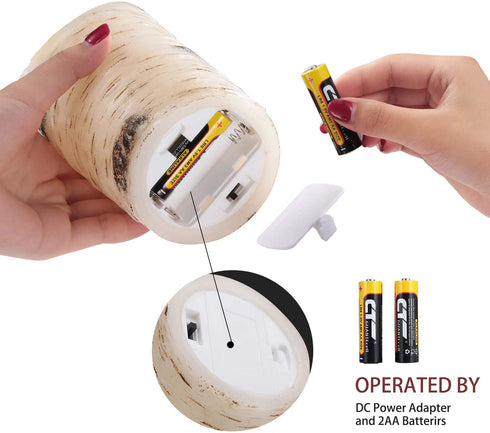 Tuyai Flameless Candles LED Candles Set of 3 (D 3.25 x H 4 5 6) Ivory Real Wax Pillar Birch Bark Effect Battery Operated Candles Dancing LED Flame 10-Key Remote Control and Cycling 24 Hrs Timer