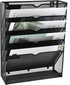 EASEPRES Mesh Wall File Organizer 5 Tier Vertical Mount Hanging Holder Magazine Rack with Bottom Flat Tray, Black