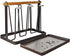 BYFU Cup Drying Rack Stand with Drain Tray, Metal Bottle Drying Organizer with Wood Handle for 6 Cups or Mugs