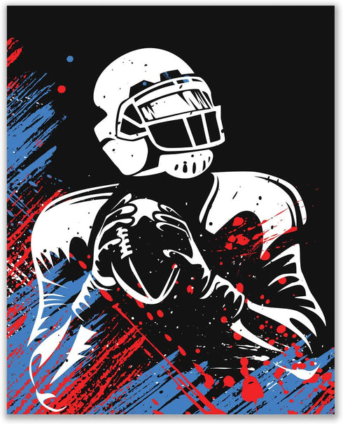 Football Watercolor Wall Art Decor Prints - Set of 4 (8x10) Inch Unframed Poster Photos - Bedroom