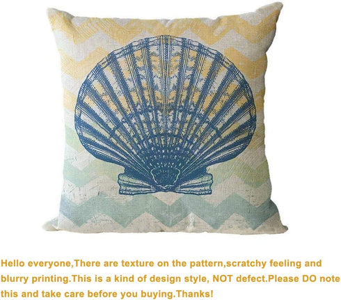 ULOVE LOVE YOURSELF Beach Pillow Covers 4 Pack Cotton Linen Nautical Throw Pillowcases Sea Theme Coastal Cushion Cover 18 x 18 inch (Sea-3)
