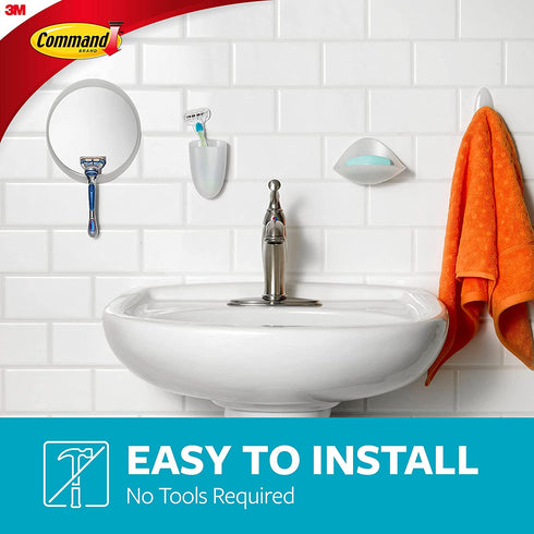 Command Plastic, Holds Bath Soap Water-Resistant Adhesive, 2 lb Capacity, 1 Dish, 2 Strips, BATH14-ES, Clear Frosted