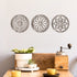 3 Pcs Thickened Wooden Rustic Wall Decor Flower Carved Wall Art Farmhouse Geometric Frame Hanging Art Decor for Home Decor (Light Brown,Round)