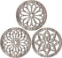 3 Pcs Thickened Wooden Rustic Wall Decor Flower Carved Wall Art Farmhouse Geometric Frame Hanging Art Decor for Home Decor (Light Brown,Round)