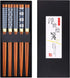 GLAMFIELDS Bamboo Chopsticks Reusable Japanese Style Lightweight 5 Pairs Ramen Chop Sticks Case Gift Set