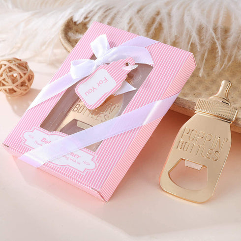 12pcs Poppin Bottle Opener Baby Shower Favor Gifts for Boy Girl with Exquisite Packaging Box Wedding Favor For Guests Baby Shower Souvenirs Party Supplies by WeddParty (New Pink)