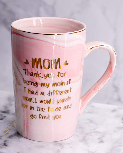 Mugpie Mom Gifts Coffee Mug- Funny Birthday Gifts for Mom from Daughter Son Boy Girl Kids - Mother's Day Christmas gifts for Mom Mother Mommy Women -Cute Pink Thank You for Being My Mom Mug +Gifts Box