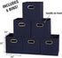 Household Essentials 81-1 Foldable Fabric Storage Bins | Set of 6 Cubby Cubes with Handles | Navy Blue, 6 lbs