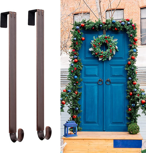 Myfolrena Adjustable Wreath Hanger from 15"-24", Metal Wreath Hook for Front Door, 20lb (Bronze-2 Pack)