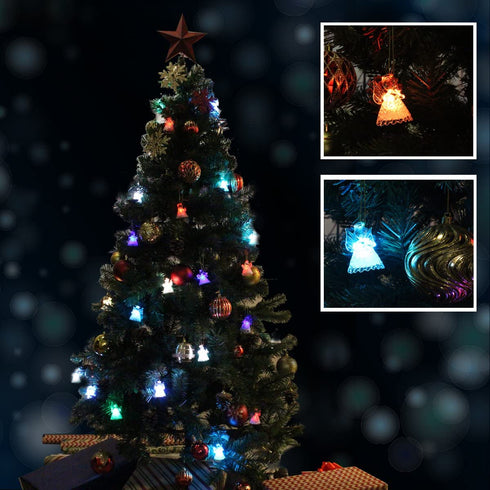 Set of 12 Spun Glass Angel Christmas Ornaments with LED Lights for Christmas Tree Decorations
