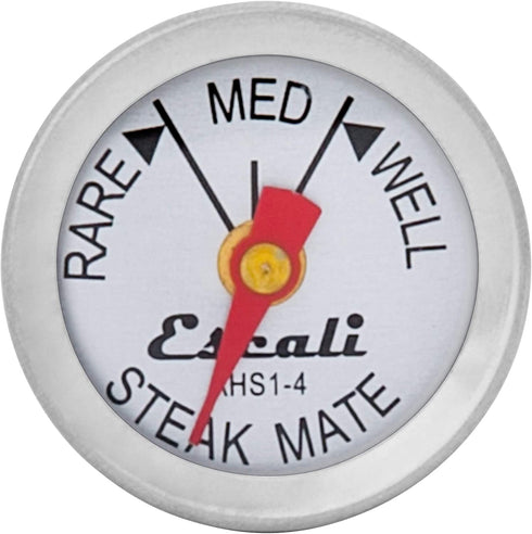 Escali AHS1-4 Easy Read Mini Steak Thermometer Set, Dial Reads Rare, Medium & Well, Dishwasher Safe, Silver