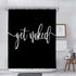 Bartori Home Decorative Shower Curtain with Free Hooks Overstriking and illegible White Words Get Naked On Black Background Waterproof Polyester Fabric Bath Curtain with Size 71''X71''