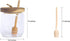 Honey Jar Pot Glass Holder Dispenser Set with Wooden Dipper Stick and Acacia Lid Cover for Home Kitchen, Clear, 14 Ounces, Modern Honey Syrup Glass Container for Storage Gift, Honey Pot and Drizzler