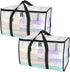 BALEINE 2-Pack Oversized Moving Bags with Reinforced Handles, Heavy-Duty Storage Tote for Clothes, Moving Supplies (Clear)