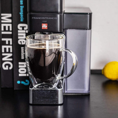 Double Walled Glass Coffee Mugs Glass Mug With Handles Double Wall Cappuccino Cups, 12oz Of Set 2 Coffee/tea Mugs, Clear Glasses With Handle