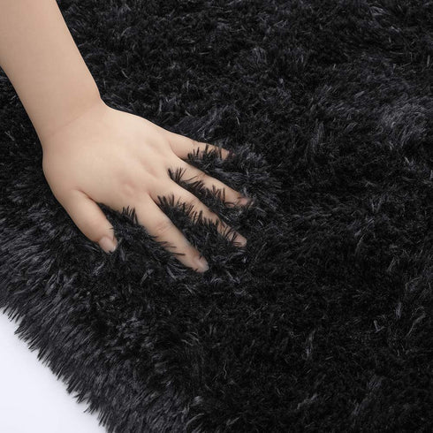 wxnzsl Fluffy Area Rugs for Bedroom, 3x5 feet Fuzzy Faux Fur Rug Living Room Carpets,Soft Furry Rugs for Kids /Baby/Girls Room and Nursery - Black