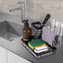 Sink Caddy, Mlesi Kitchen Sink Caddy Organizer Countertop Sponge Brush Soap Holder with Drain Pan,Soap Dispenser Caddy Organizer Rust-Proof Black
